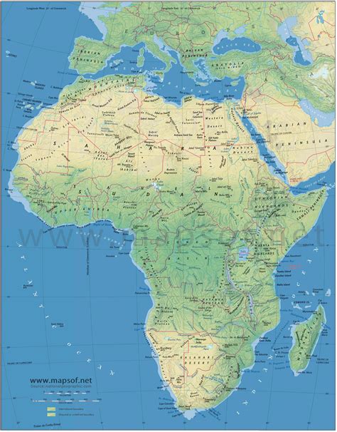 physical map of africa.